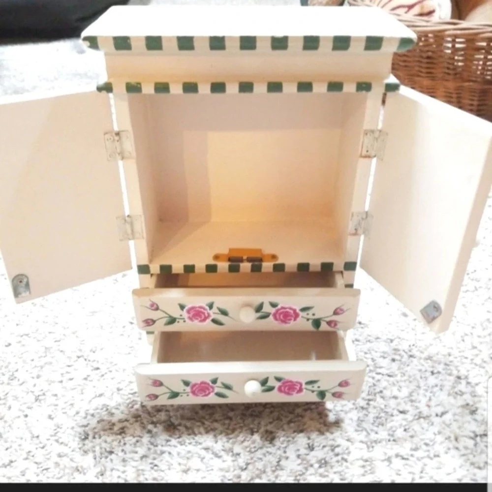 Floral jewelry armoire cottage shabby chic jewelry box